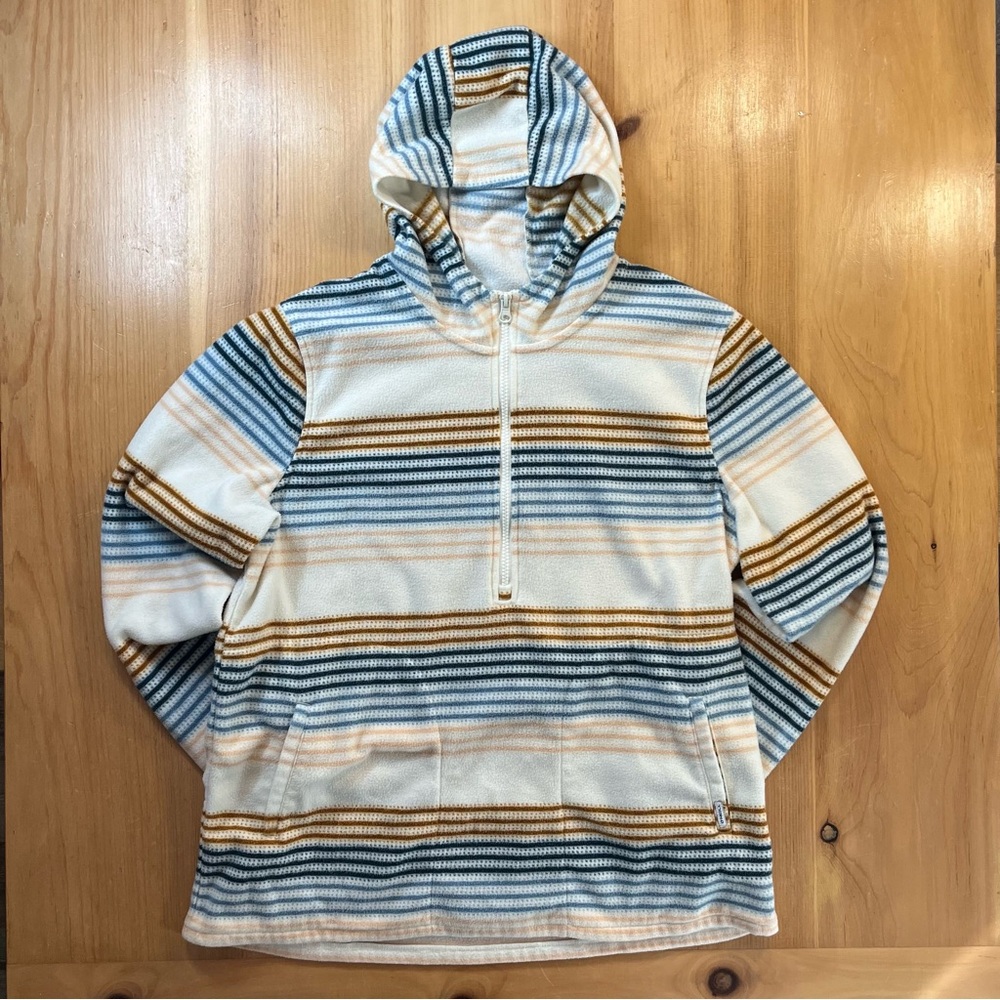 O’Neill Striped Fleece Quarter Zip Hoodie Pullover Women’s L Surf Style